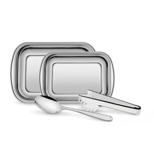 Conjunto para assar e servir em aço inox com 4 peças - Cosmos Conjunto para assar e servir em aço inox com 4 peças - Cosmos