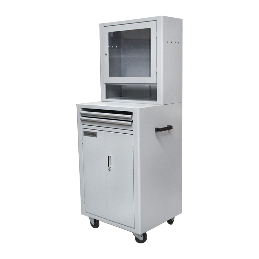 Rack fechado para computador com visor de acrílico cinza RLL89