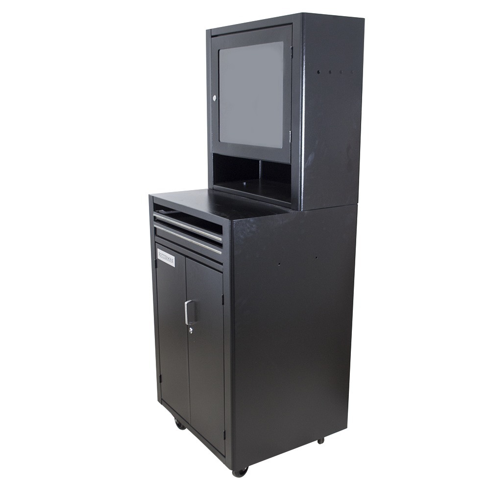 Rack fechado para computador com visor de acrílico preto RLL89P