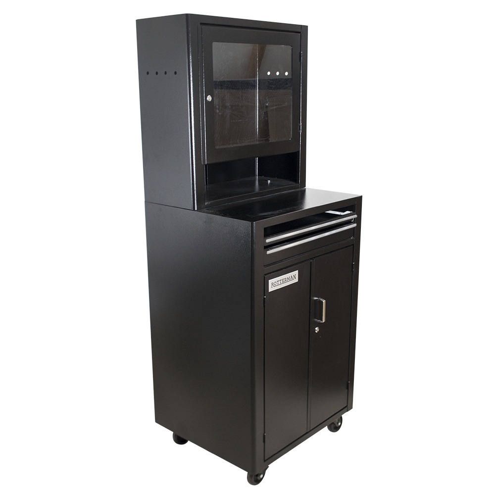 Rack fechado para computador com visor de acrílico preto RLL89P