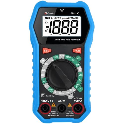 Mult�metro digital port�til 600V CAT III True RMS AC Live/NVC ET-1110C
