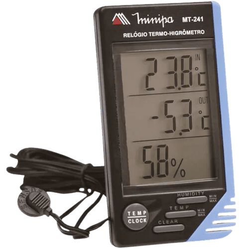 Rel�gio termo-higr�metro interno e externo - MT-241