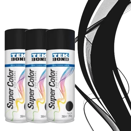 Kit 3 tintas spray preto fosco de uso geral 350 ml