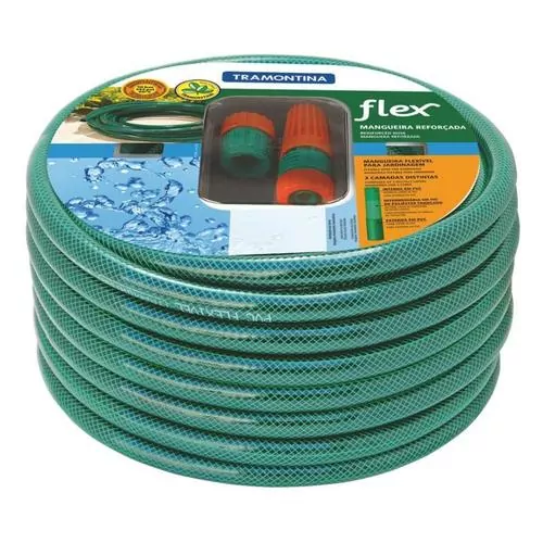 Mangueira para jardim com esguicho e engates 10 m verde