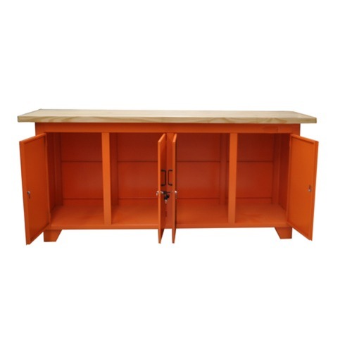 Bancada fechada com 4 portas tampo de madeira - ROUTE 66