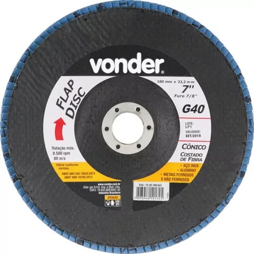 Disco de desbaste flap-disc cônico 7 com 5 peças