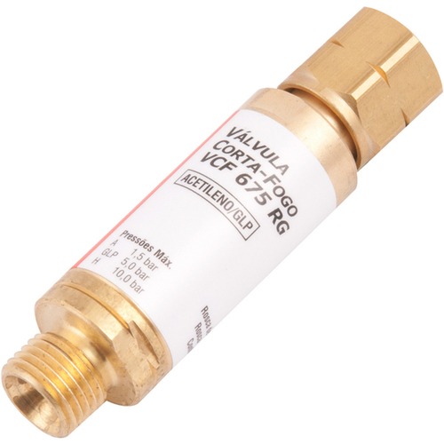 Válvula corta fogo acetileno para regulador - VCF 675 RG Válvula corta fogo acetileno para regulador - VCF 675 RG