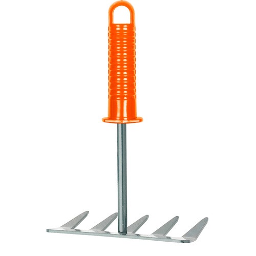 Ancinho metlico 5 dentes com cabo plstico