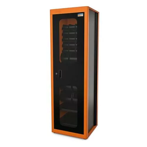 Armário para ferramentas 1 porta com visor + 29 gavetas plásticas laranja