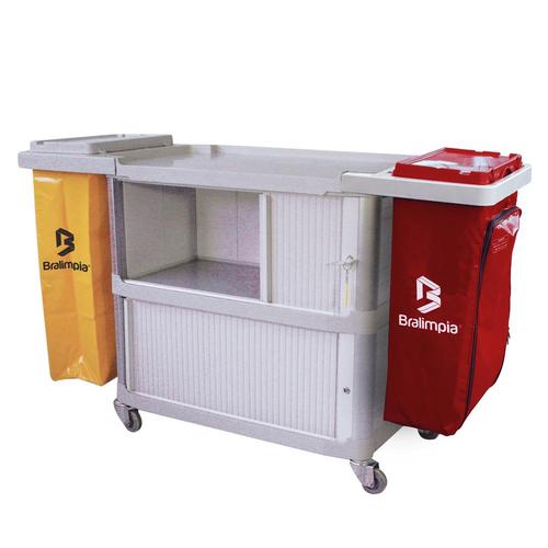 Carro funcional extra 2 bolsas amarela e vermelha com porta Carro funcional extra 2 bolsas amarela e vermelha com porta