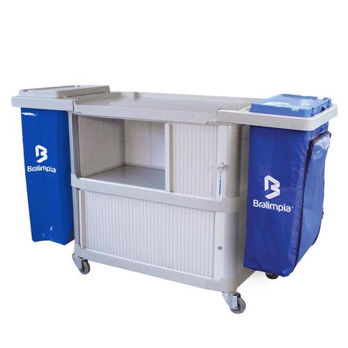 Carro funcional extra 2 bolsas azul com porta