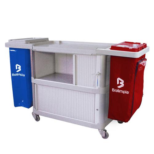 Carro funcional extra 2 bolsas azul e vermelho com porta Carro funcional extra 2 bolsas azul e vermelho com porta