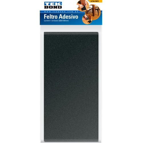Feltro protetor adesivo retangular 200 x 100 mm preto com 1 unidade Feltro protetor adesivo retangular 200 x 100 mm preto com 1 unidade
