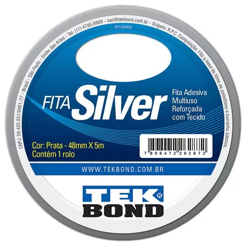 Fita adesiva reforçada 48 mm X 5 m prata - SILVER - 7898472262872