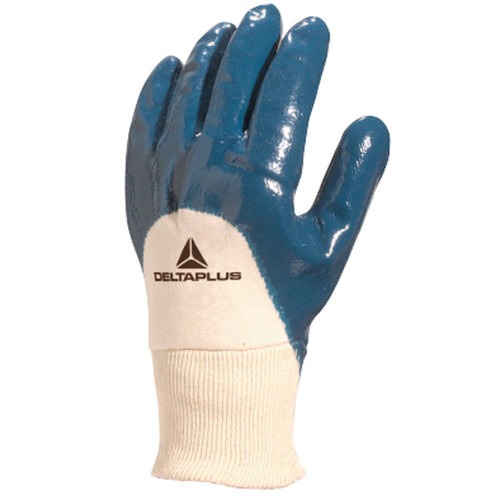 Luva de algodão revestida em látex nitrílico azul G Luva de algodão revestida em látex nitrílico azul G