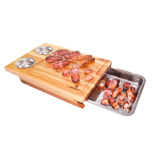 Tábua de madeira para churrasco com bandeja 30 x 44 cm - 1201 Tábua de madeira para churrasco com bandeja 30 x 44 cm - 1201