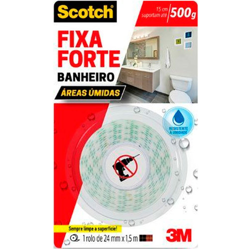 Fita dupla face fixa forte banheiro 24 mm x 1,5 m - Scotch