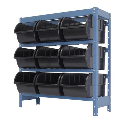 Estante metálica com 9 caixas n° 7 preta - NE9/7P Estante metálica com 9 caixas n° 7 preta - NE9/7P