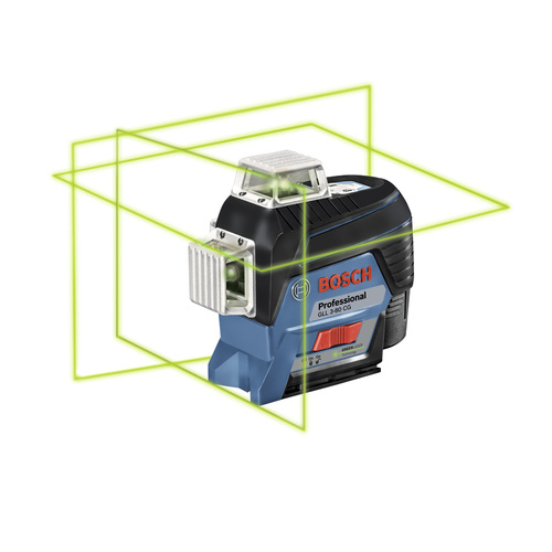 Nível à laser com 3 linhas verdes 360° + receptor alcance 30/120 m GLL 3-80CG Nível à laser com 3 linhas verdes 360° + receptor alcance 30/120 m GLL 3-80CG