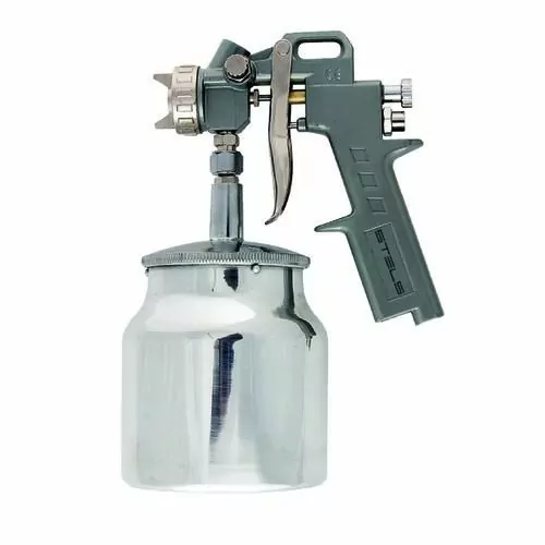 Pistola de pintura tipo sucção com 3 bicos e caneca em alumínio