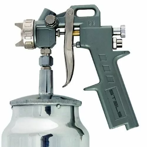 Pistola de pintura tipo sucção com 3 bicos e caneca em alumínio