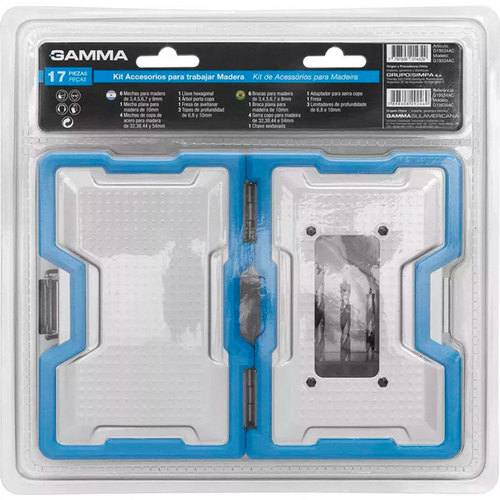 Kit de brocas e acessrios para madeira com estojo 17 peas - G19534AC