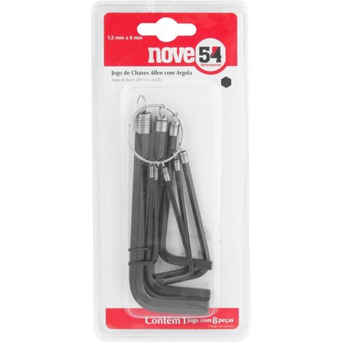 Jogo de chave allen com argola 1,5 a 8 mm com 8 peças Jogo de chave allen com argola 1,5 a 8 mm com 8 peças