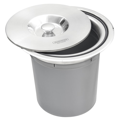 Lixeira de embutir aço em inox balde plástico 5 L - Clean Round Lixeira de embutir aço em inox balde plástico 5 L - Clean Round