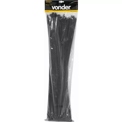 Abraçadeira de nylon preta 12 mm x 64 cm com 100 peças