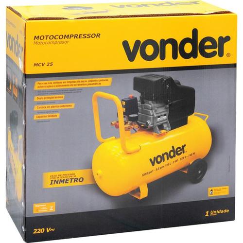 Compressor de ar 6,5 pés 25 litros 2 hp - MCV25  220V Compressor de ar 6,5 pés 25 litros 2 hp - MCV25  220V