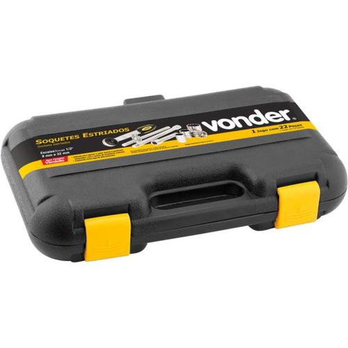 Jogo de soquete estriado 8 a 32 mm encaixe 1/2 Jogo de soquete estriado 8 a 32 mm encaixe 1/2