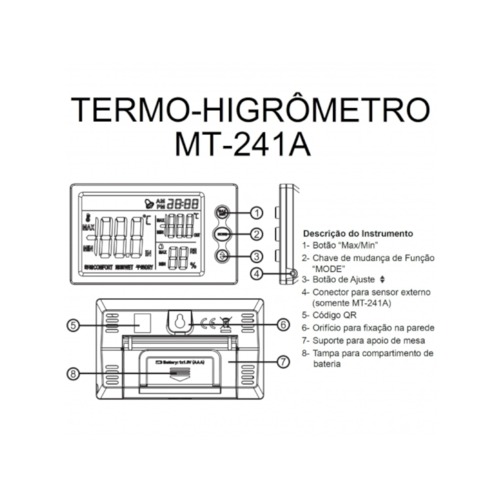 Relgio termo-higrmetro digital interno e externo - MT-241A
