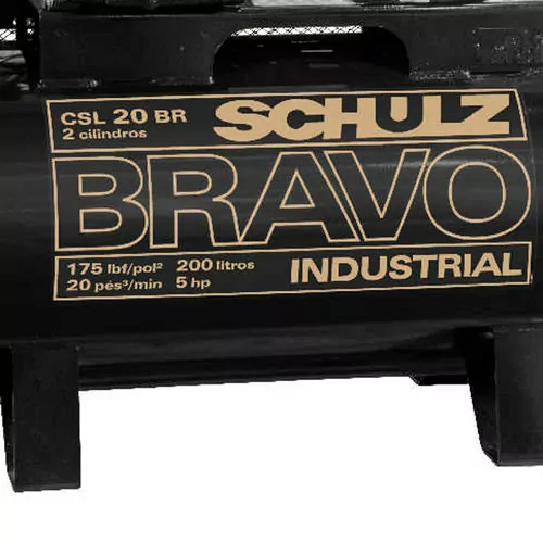 Compressor de ar 20 pés 200L 5 hp 175 lbs trifásico CSL20BR/200 - Bravo