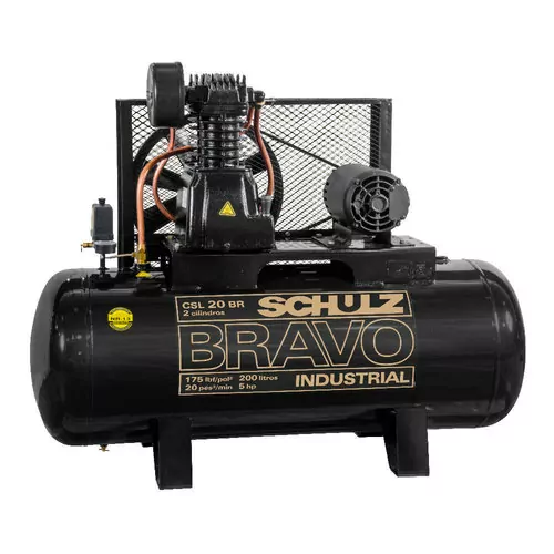 Compressor de ar 20 pés 200L 5 hp 175 lbs trifásico CSL20BR/200 - Bravo