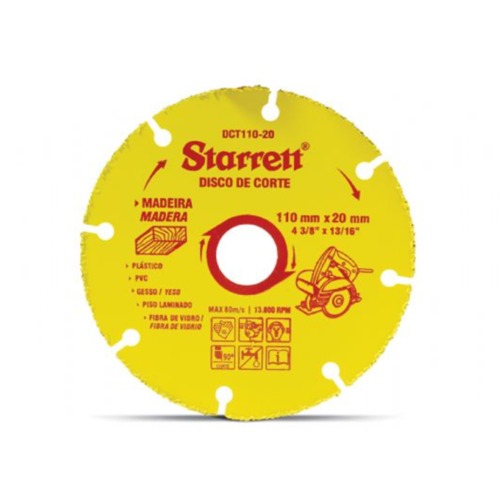 Disco de corte para madeira em tungst�nio 110 x 20 mm - DCT110-20