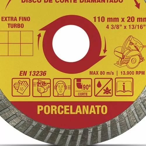 Disco diamantado turbo 110 mm para porcelanato - DDP110