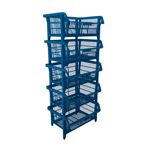 Cesto expositor 570 x 280 x 420 mm azul 5 peças - Prático