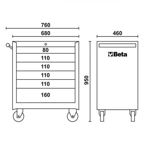Carrinho para ferramentas com 6 gavetas azul - C04-BOX Carrinho para ferramentas com 6 gavetas azul - C04-BOX