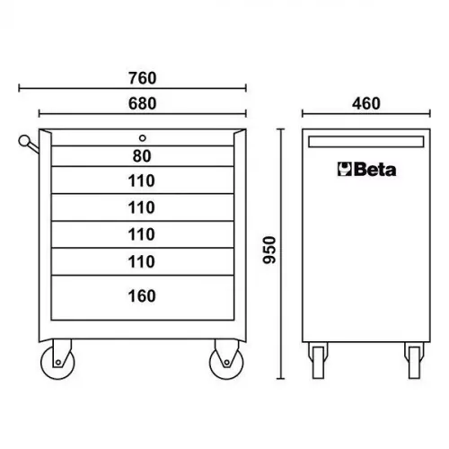 Carrinho para ferramentas com 6 gavetas azul - C04-BOX - 024002024