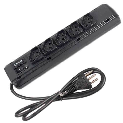 Filtro de linha 5 tomadas 1,1 m 10A preto Filtro de linha 5 tomadas 1,1 m 10A preto