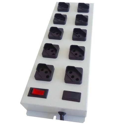 Filtro de linha 10 tomadas 1,1 metro 10A preto Filtro de linha 10 tomadas 1,1 metro 10A preto