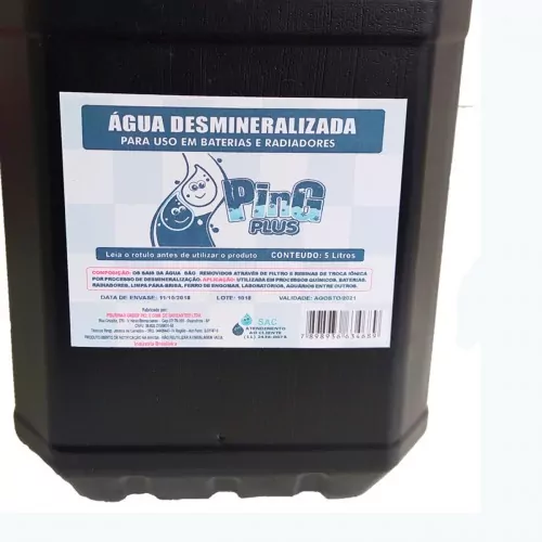 Água desmineralizada para bateria 5 litros - AB5L
