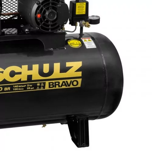 Compressor de ar 10 pés 100L 2 hp 140 lbs monofásico CSL 10BR/100 - BRAVO