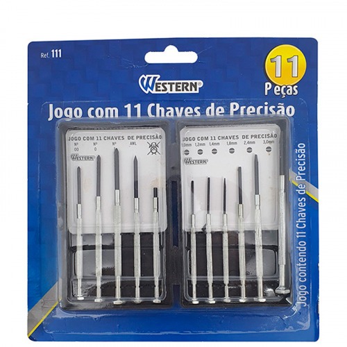 Jogo de chave de preciso fenda/phillips com 11 peas