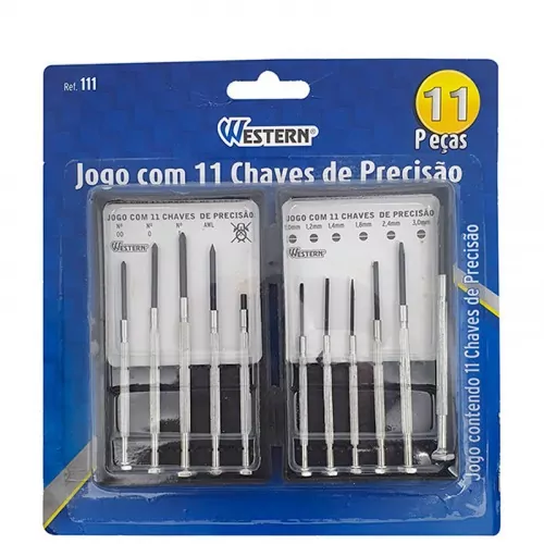 Jogo de chave de precisão fenda/phillips com 11 peças