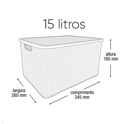 Kit 2 Caixas organizadoras com tampa 15 litros - Rattan Kit 2 Caixas organizadoras com tampa 15 litros - Rattan
