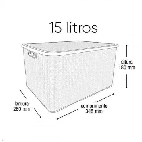 Kit 2 Caixas organizadoras com tampa 15 litros - Rattan