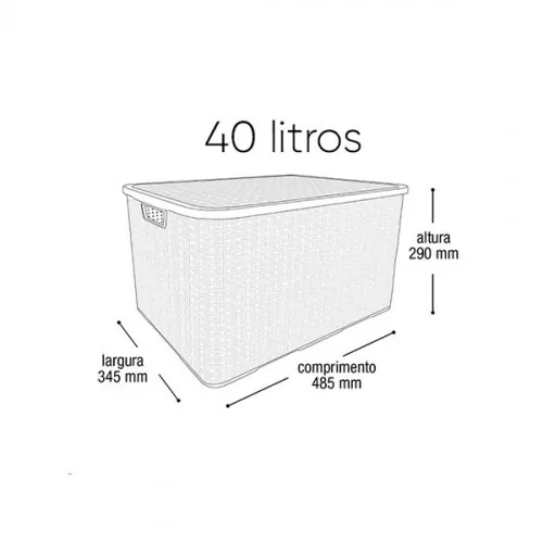 Caixa organizadora com tampa 40 litros - Rattan