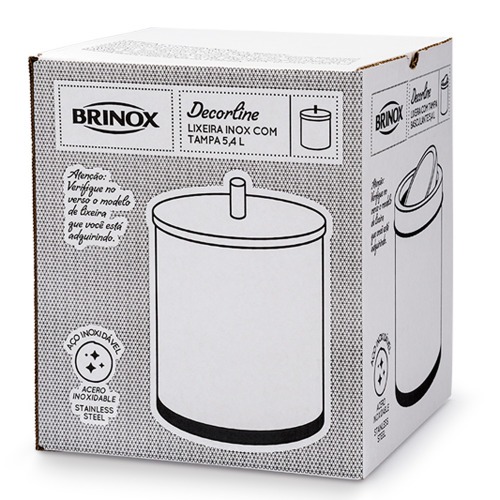 Lixeira inox 5,4L com tampa 18 x 23 cm Decorline - 3030/202 Lixeira inox 5,4L com tampa 18 x 23 cm Decorline - 3030/202
