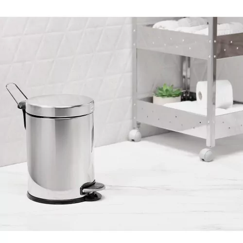 Lixeira inox 5L com pedal e balde 20 x 30 cm Decorline - 3040/202